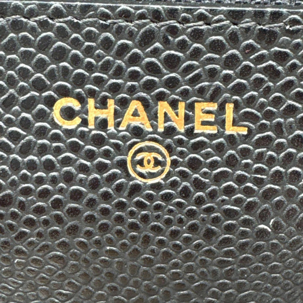 CHANEL WOC Quilted Caviar Leather Wallet On Chain Black