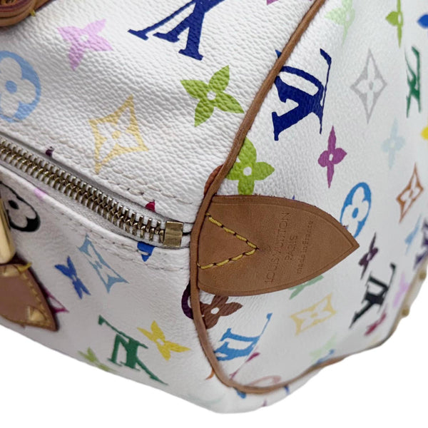 LOUIS VUITTON Speedy 30 Monogram Multicolor Canvas Satchel Bag White