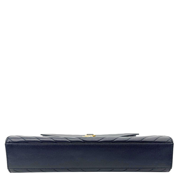 YVES SAINT LAURENT Envelope Grained Chevron Leather Wallet On Chain Navy Blue