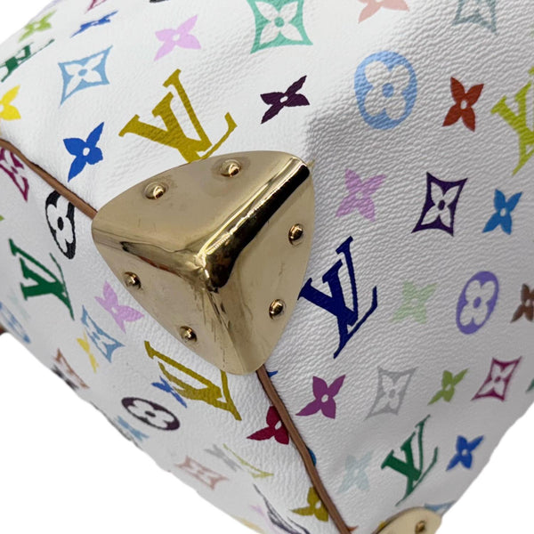 LOUIS VUITTON Speedy 30 Monogram Multicolor Canvas Satchel Bag White