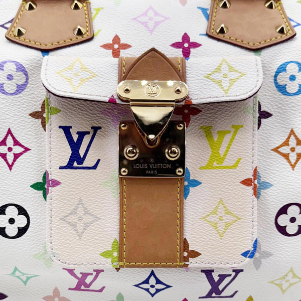 LOUIS VUITTON Speedy 30 Monogram Multicolor Canvas Satchel Bag White