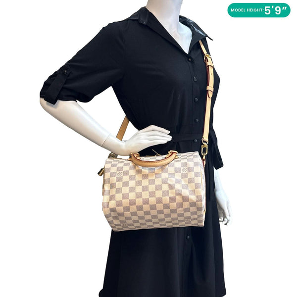 LOUIS VUITTON Speedy 25 Bandouliere Damier Azur Shoulder Bag White