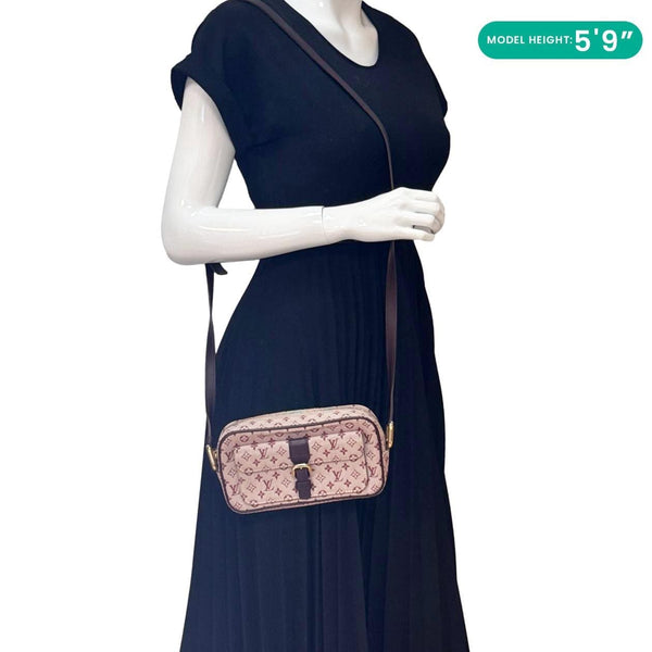 LOUIS VUITTON Juliette MM Monogram Mini Lin Canvas Crossbody Bag Burgundy