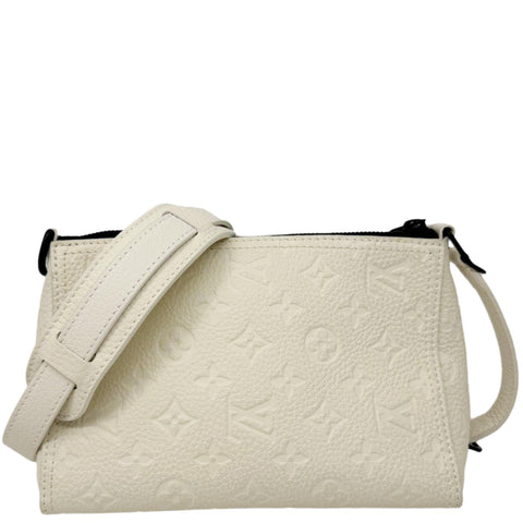 LOUIS VUITTON Triangle Monogram Empreinte Leather Shoulder Bag Off White