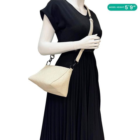 LOUIS VUITTON Triangle Monogram Empreinte Leather Shoulder Bag Off White