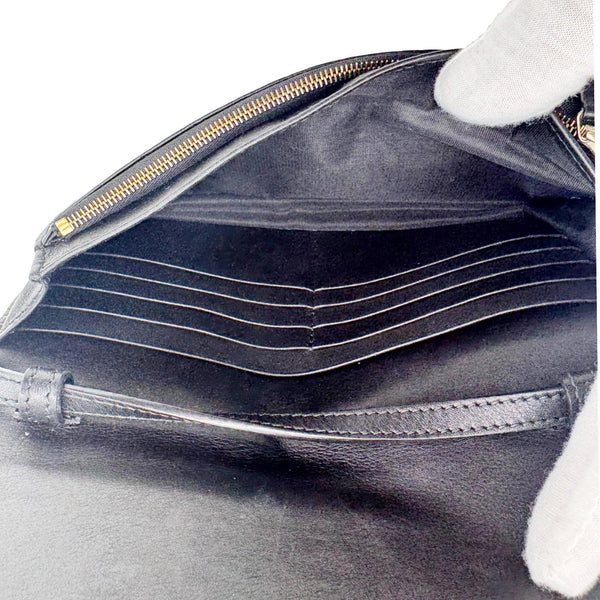 GUCCI GG Micro Leather Crossbody Wallet Black 466507