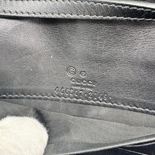 GUCCI GG Micro Leather Crossbody Wallet Black 466507