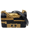 CHANEL Boy Flap Small Crocodile Embossed Leather Shoulder Bag Gold