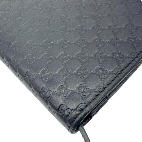 GUCCI GG Micro Leather Crossbody Wallet Black 466507