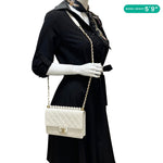 CHANEL Chic Pearls Flap Small Quilted Lambskin Leather Shoulder Bag Cream