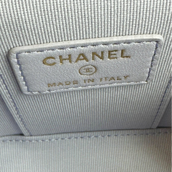 CHANEL Mini Vanity Lambskin Quilted Leather Top Handle Case With Chain Lilac
