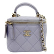 CHANEL Mini Vanity Lambskin Quilted Leather Top Handle Case With Chain Lilac