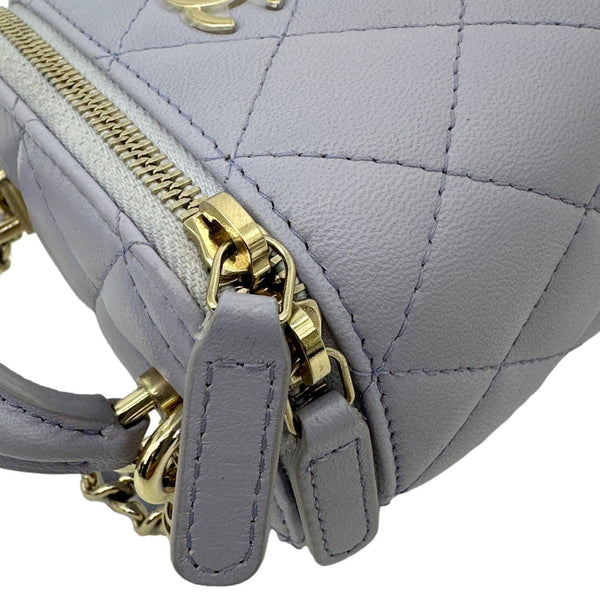 CHANEL Mini Vanity Lambskin Quilted Leather Top Handle Case With Chain Lilac