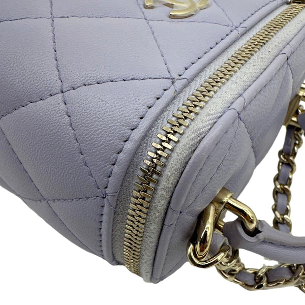 CHANEL Mini Vanity Lambskin Quilted Leather Top Handle Case With Chain Lilac