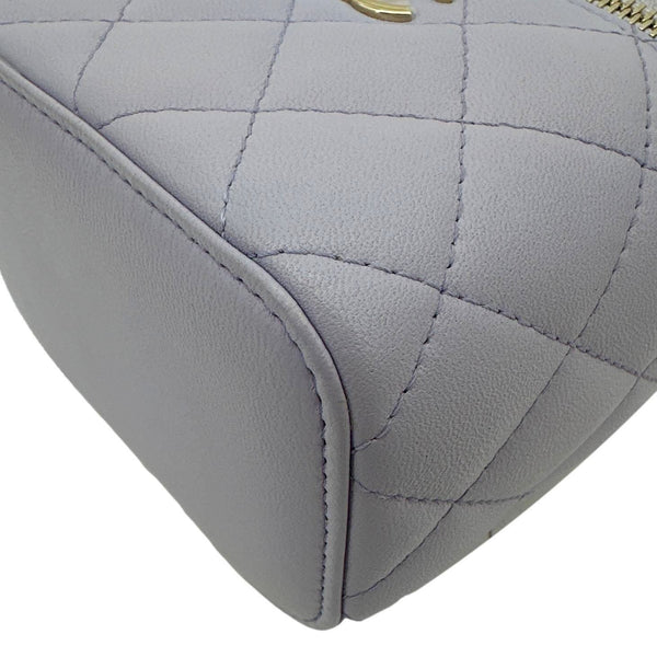 CHANEL Mini Vanity Lambskin Quilted Leather Top Handle Case With Chain Lilac