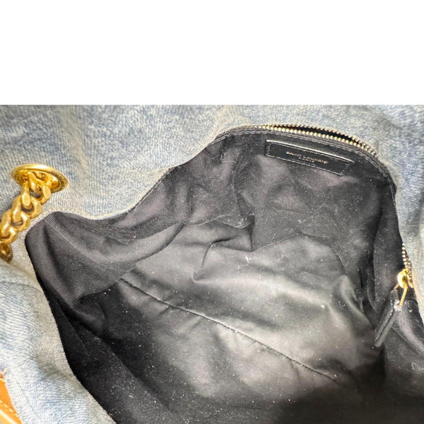 YVES SAINT LAURENT Loulou Puffer Quilted Denim Shoulder Bag Blue