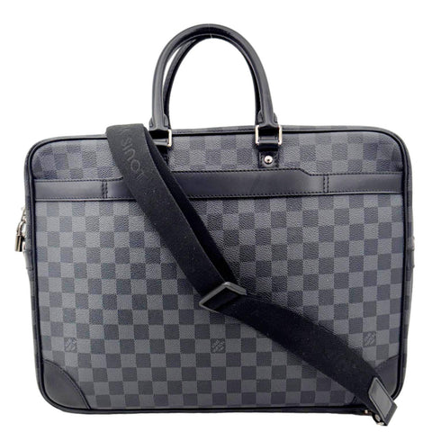 LOUIS VUITTON Porte Documents Voyage Damier Graphite Crossbody Bag Black