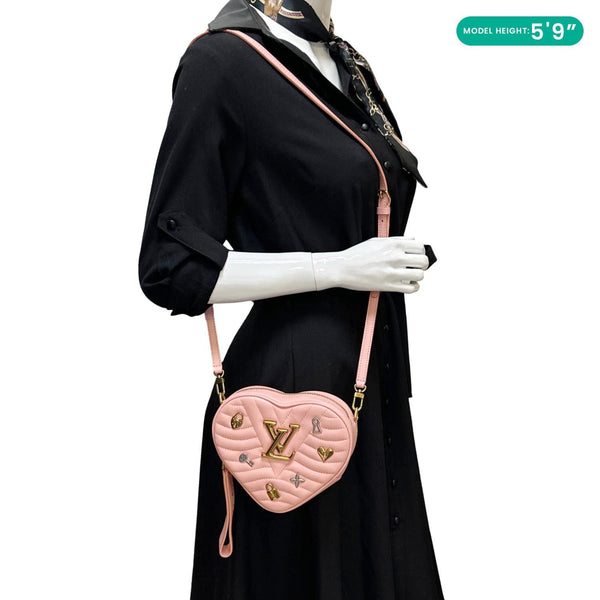 LOUIS VUITTON New Wave Heart Quilted Calfskin Leather Shoulder Bag Dusty Pink