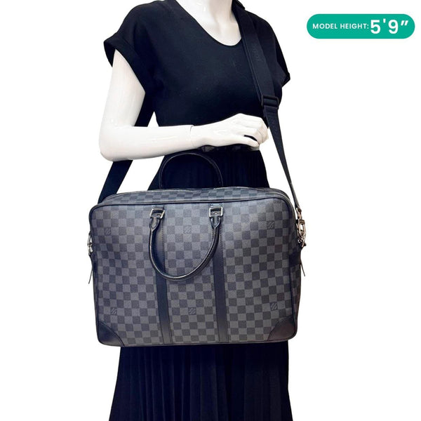 LOUIS VUITTON Porte Documents Voyage Damier Graphite Crossbody Bag Black