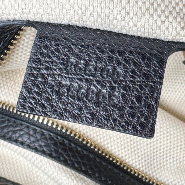 GUCCI Soho Medium Pebbled Leather Shoulder Bag Black 308982