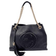 GUCCI Soho Medium Pebbled Leather Shoulder Bag Black 308982
