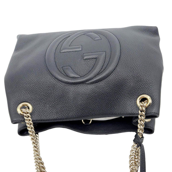 GUCCI Soho Medium Pebbled Leather Shoulder Bag Black 308982