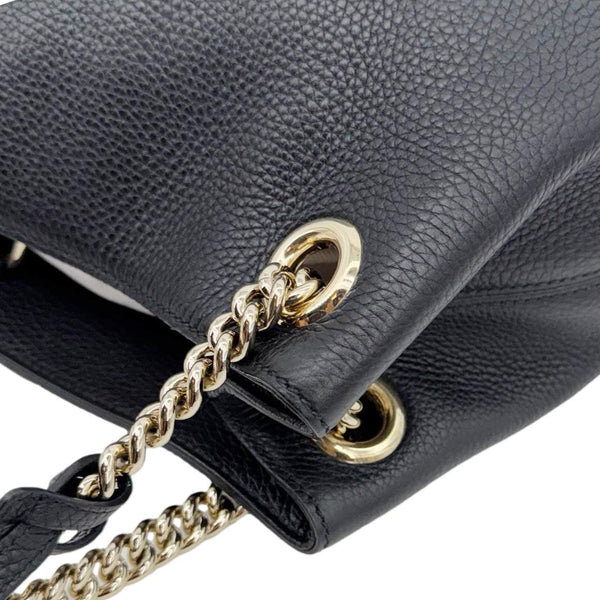 GUCCI Soho Medium Pebbled Leather Shoulder Bag Black 308982