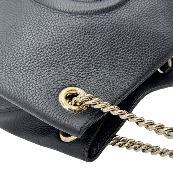 GUCCI Soho Medium Pebbled Leather Shoulder Bag Black 308982