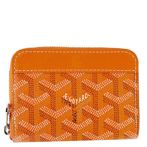 GOYARD Chevron Print Canvas Compact Wallet Orange