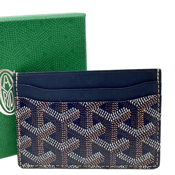 GOYARD Saint Sulpice Chevron Coated Canvas Card Holder Navy Blue