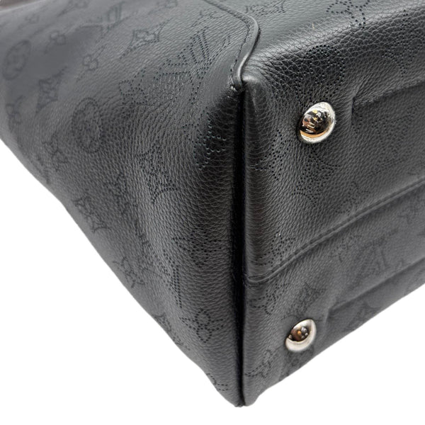 LOUIS VUITTON Hina MM Mahina Leather Tote Shoulder Bag Black