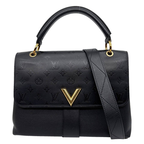 LOUIS VUITTON Very One Handle Monogram Leather Shoulder Bag Black