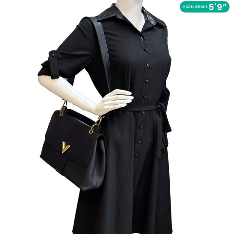 LOUIS VUITTON Very One Handle Monogram Leather Shoulder Bag Black