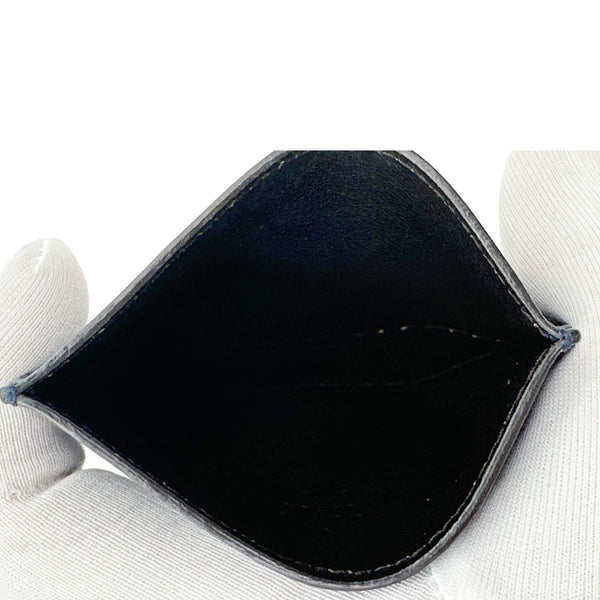 GUCCI Heartbeat Betty Textured Leather Card Holder Blue 334483