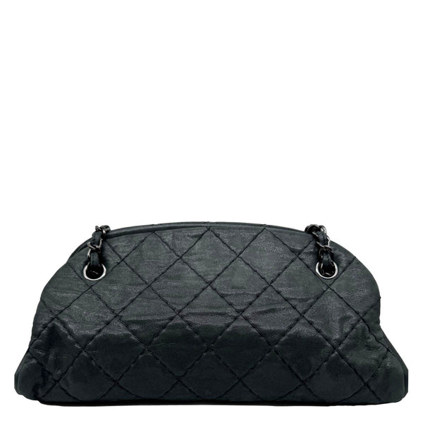CHANEL Just Mademoiselle Small Bowling Quilted Leather Shoulder Bag Black