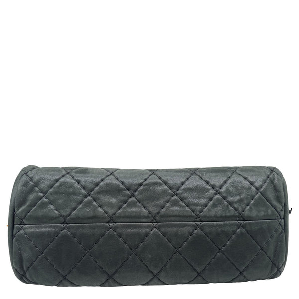 CHANEL Just Mademoiselle Small Bowling Quilted Leather Shoulder Bag Black