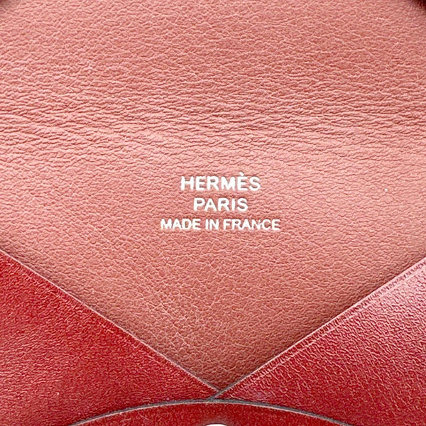 HERMES Duo Calfskin Leather Compact Card Holder Bordeaux
