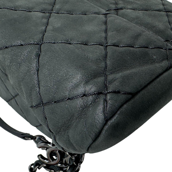 CHANEL Just Mademoiselle Small Bowling Quilted Leather Shoulder Bag Black