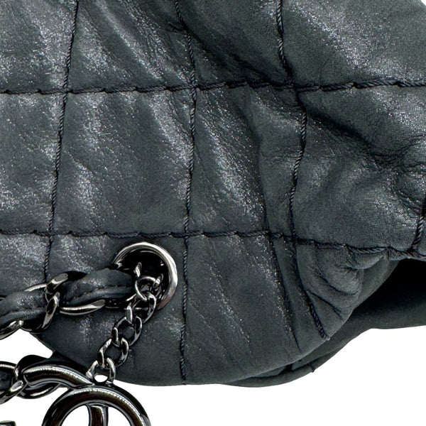 CHANEL Just Mademoiselle Small Bowling Quilted Leather Shoulder Bag Black