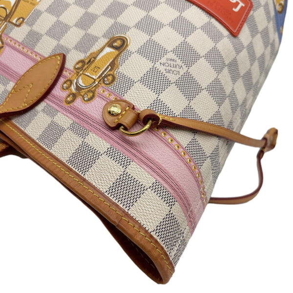 LOUIS VUITTON Neverfull MM Summer Trunks Damier Azur Tote Bag White