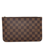 LOUIS VUITTON Neverfull Damier Ebene Pochette Wristlet Brown