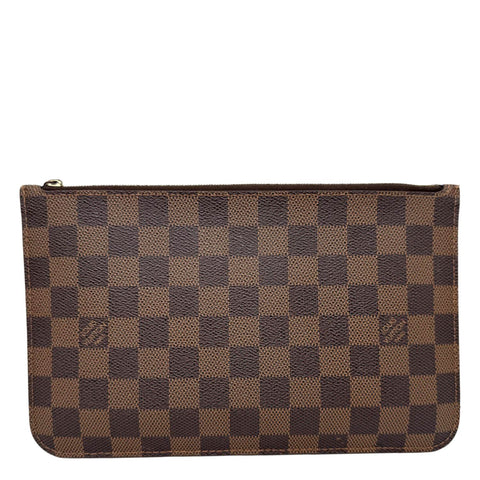 LOUIS VUITTON Neverfull Damier Ebene Pochette Wristlet Brown
