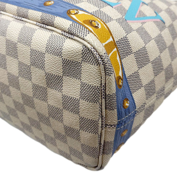 LOUIS VUITTON Neverfull MM Summer Trunks Damier Azur Tote Bag White