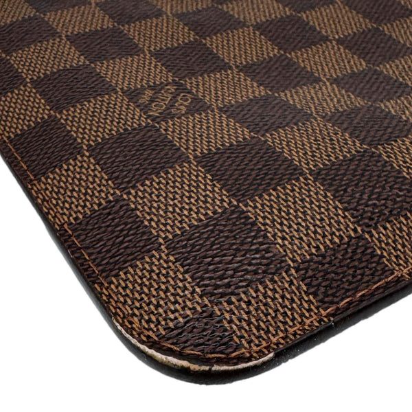 LOUIS VUITTON Neverfull Damier Ebene Pochette Wristlet Brown