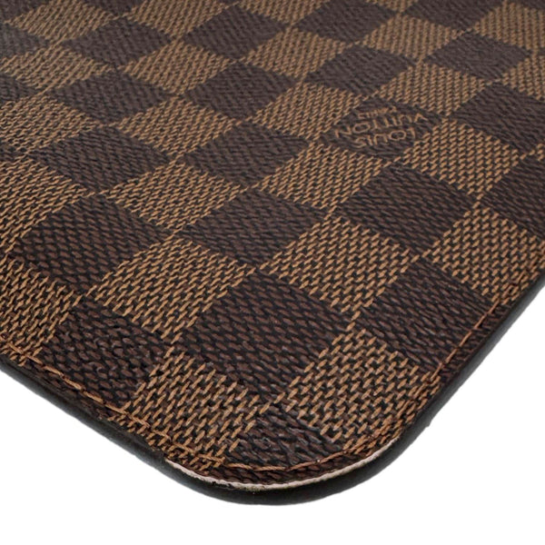 LOUIS VUITTON Neverfull Damier Ebene Pochette Wristlet Brown