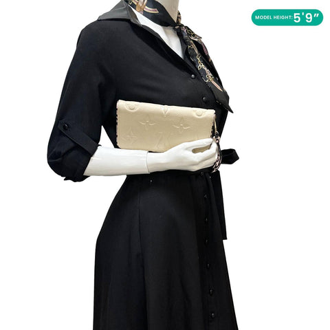 LOUIS VUITTON Zippy Grained Monogram Empreinte Leather Wallet Beige