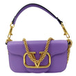 VALENTINO Garavani Loco V Logo Calfskin Leather Shoulder Bag Purple
