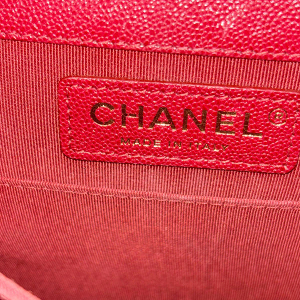 CHANEL Boy Flap North South Quilted Caviar Leather Crossbody Bag Red