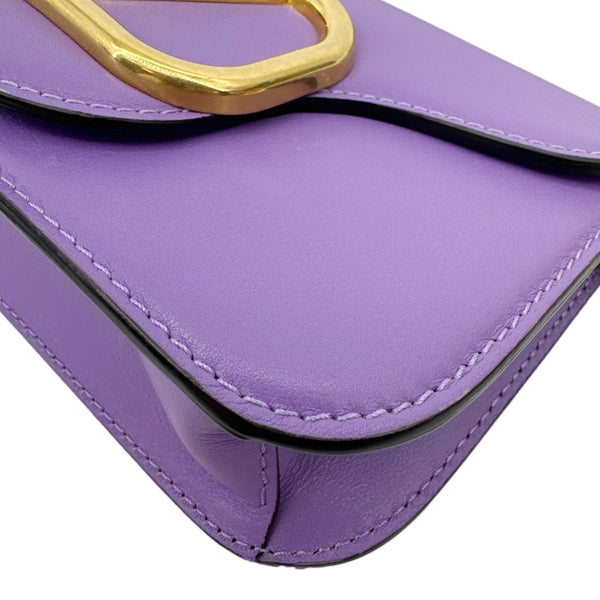 VALENTINO Garavani Loco V Logo Calfskin Leather Shoulder Bag Purple