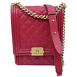 CHANEL Boy Flap North South Quilted Caviar Leather Crossbody Bag Red